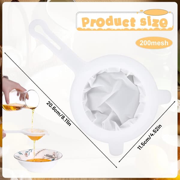 [RM]Ultra Fine Mesh Strainer, 200 Mesh Nylon Mesh Strainer for Juicing Plastic Strainers for Kitchen Fine Sieve with Handle for Coffee Yogurt Ju