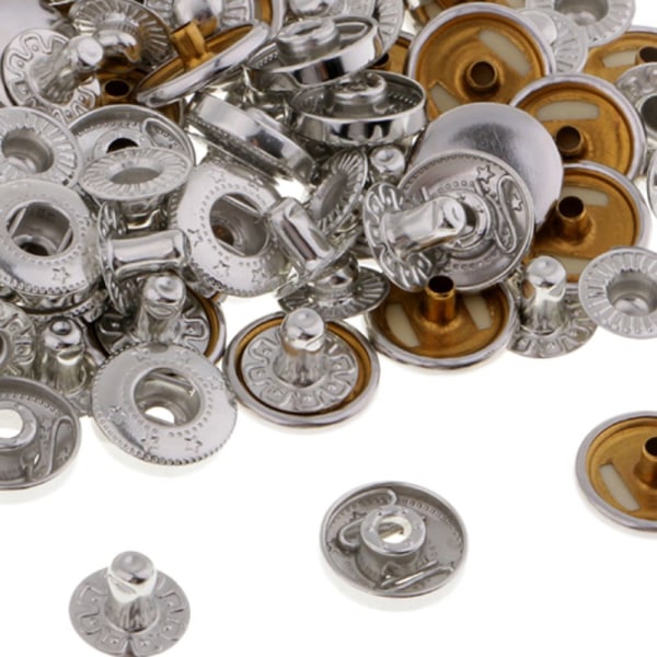 30 uppsättningar metallfästen nitar tryckknappar för lädervaror silver