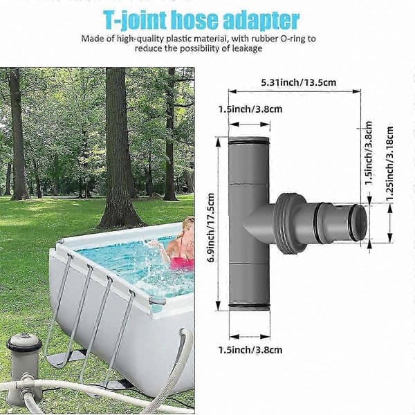 1,5 tommer poolslange T-stik - 2-pak, 1,5 tommer til 1,5 tommer T-samling til poolslanger