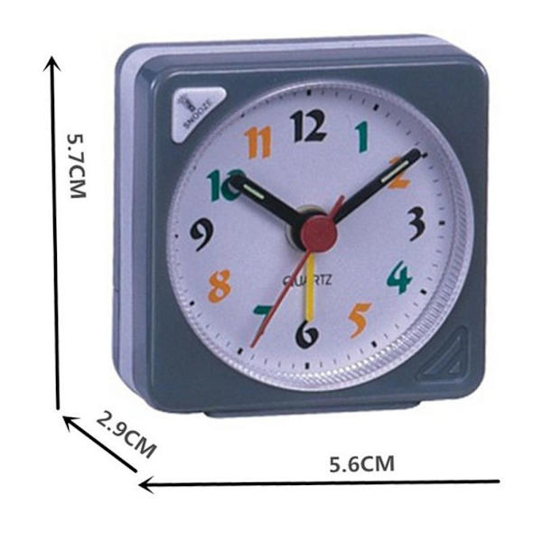 Mini reseväckarklocka gradient ljud skrivbordsväckarklocka snooze nattlampa grå
