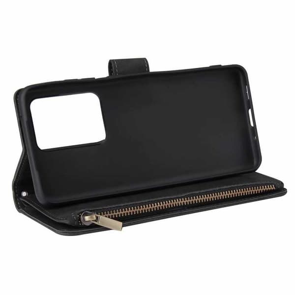 Samsung S20 Ultra Multifunctional Wallet Case Zipper 8-Compartment [RM] Svart black