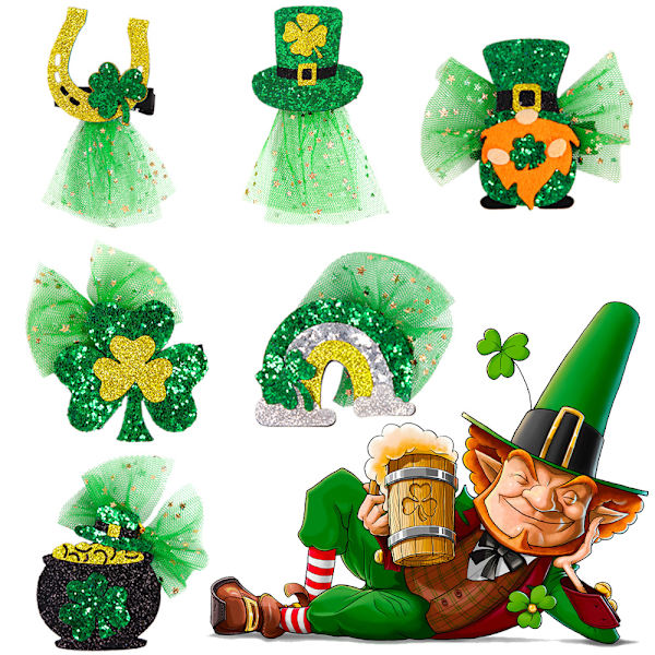 2 st St. Patrick's Day Shamrock Hårspännen Tillbehör Högtidsfest Dekorationer style 3