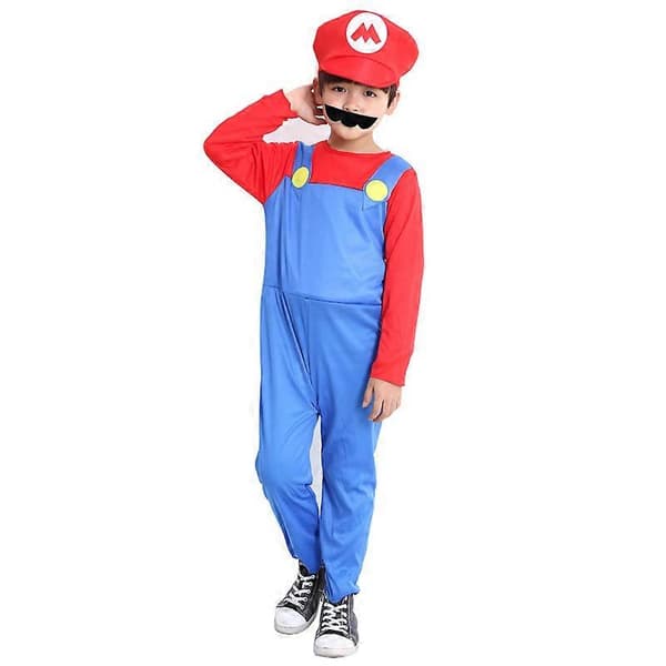 Cosplay Mario -asu (punainen miehille, koko L aikuisille)