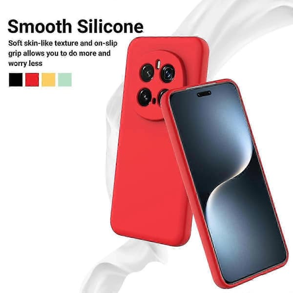 [RM] Stöttåligt mobilskal i flytande silikon med enfärgad design Red For Honor Magic7 Pro