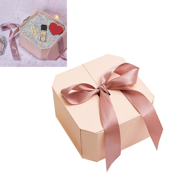 Presentförpackning med rosett, dekorativa godisförpackningar med lock, presentförpackning, rosa