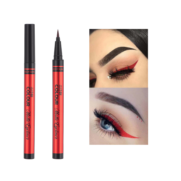 Matt Färg Eyeliner Vattentät Långvarig Flytande Eyeliner Penna red