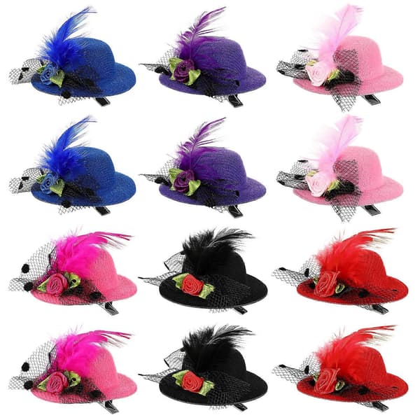 12 st Hatt Barn Mini Hattklämmor Mini Hårspännen Hatt Hårklämmor Mini Barn Hatt Hårnål Hatt Hårklämmor