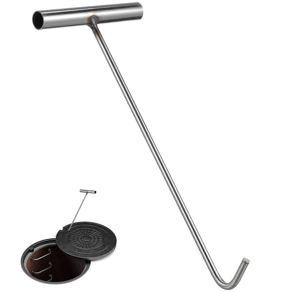 [RM]Vattenbrunnslockskrok Rostfritt Stål 38Cm Längd T-formad För Att Dra Ramar 1Set