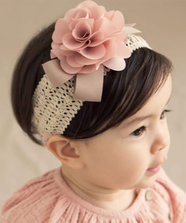 Babyjenter Søt Hårbånd Elastisk Blonde Hårbånd Rosa Blomster Hårbånd
