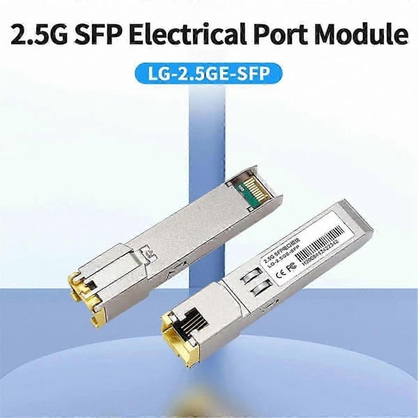 2.5G SFP til RJ45 konvertermodul, 2500Mbps Gigabit Ethernet, 100/1000M kompatibel optisk transceiver Silver