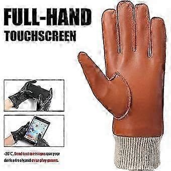 Læderhandsker til mænd. Fuldhånds touchscreen varme handsker til mænd til koldt vejr
