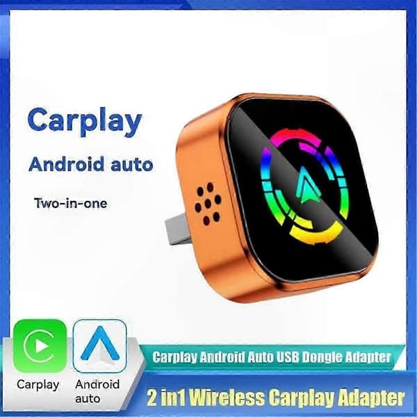 Smart AI-boks med 2-i-1 trådløs og kablet CarPlay-adapter, Android Auto-understøttelse, WiFi, Bluetooth, stemmestyringsfunktionalitet