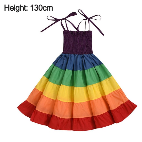 Regnbågsklänning, Toddler Baby Girls Regnbågsklänning Prinsessa Ärmlös Halter Strand Tutu Sommarklänning För Fest Semester Fotografering Kostym 130cm