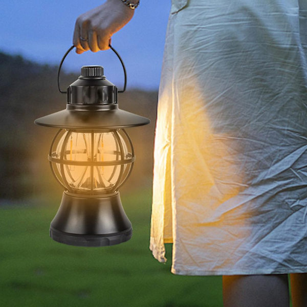 Campinglykta Batteridriven Led Campinglampa Vattentät Lykta black