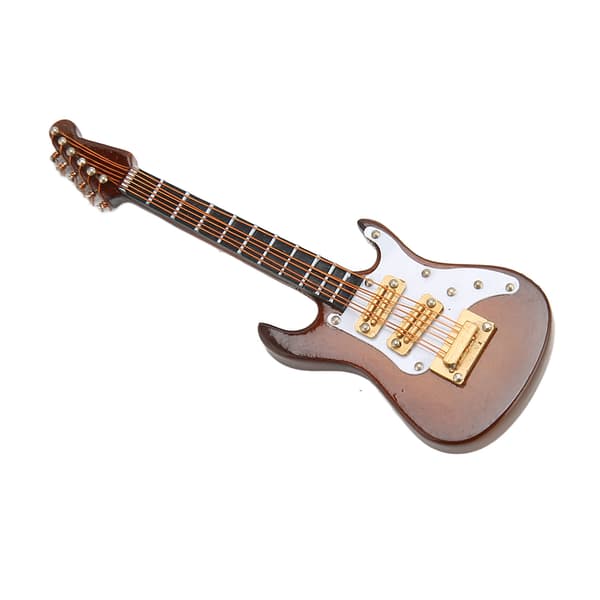 [RM]Mini Electric Guitar Model Red White 9.9cm Length Table Display with Box Brown
