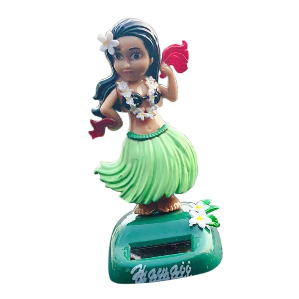 Hawaii Girl Car Dashboard Ornament Skrivbord Bobblehead Solar Toy A-Green
