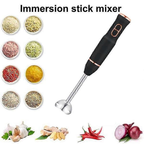 Håndholdt stavblender med knive i rustfrit stål til køkkenmadblanding, lyseblå stavblender, EU-stik sort White