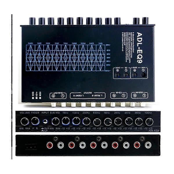 9-bands equalizer högpresterande 9 utjämningsband 12V DC för båt husbil bil metall med CD AUX-ingång
