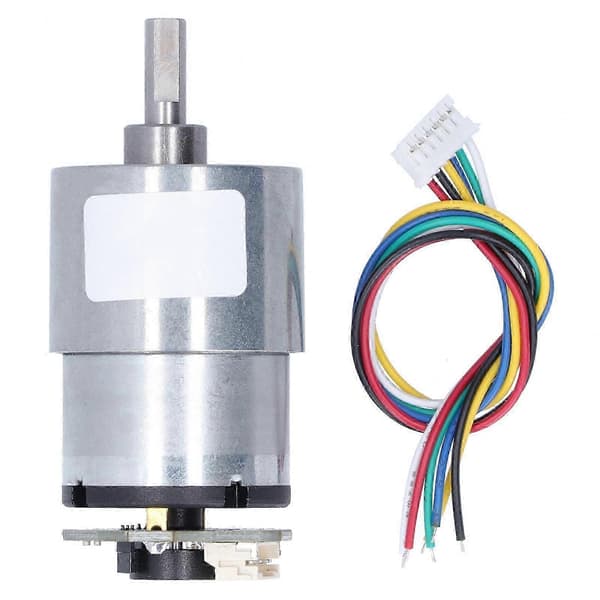 12V DC gearmotor med encoder og 6 mm aksel, 178 RPM hastighed til robotik og automatiseringsprojekter