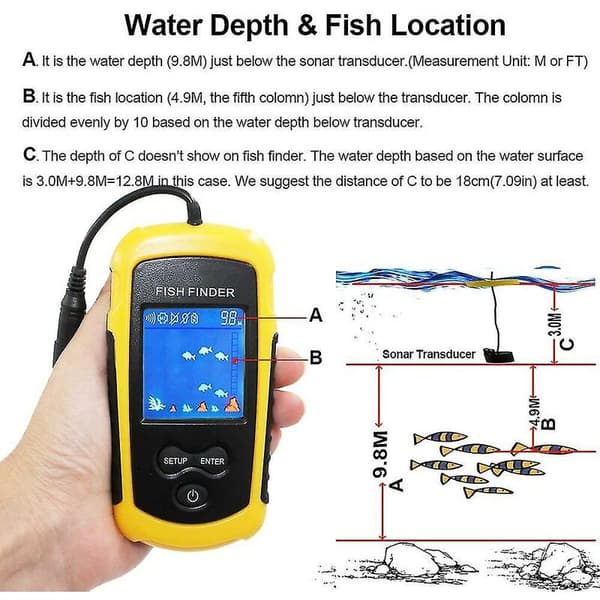 [RM]Bærbar fiskefinder dybdeekkolodssensor transducer