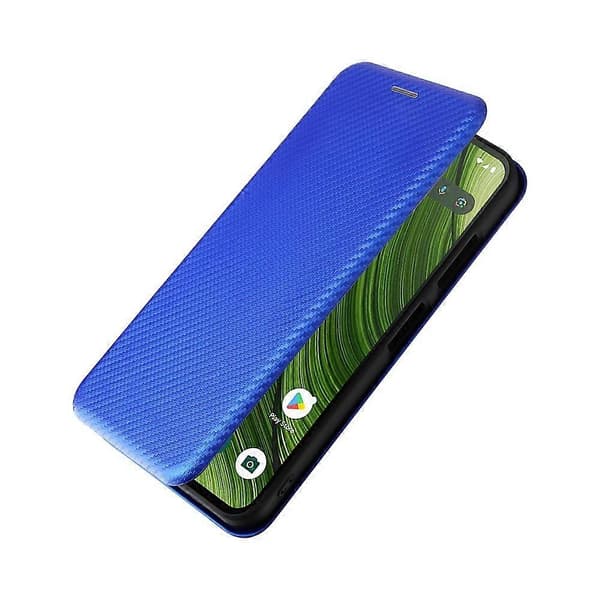 Kompatibelt fodral för Fairphone 6 med kolfibertextur och stötsäkert PU-läder Blue