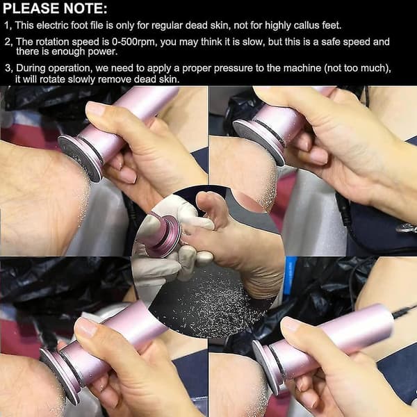 Electric Foot File (Adjustable Speed) with 60 Replacement Sandpaper Discs, Professional Electric Callus Remover Pedicure