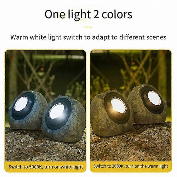 2 stk. Solar Havestenlamper - IP65 Vandtæt LED Solar Spotlight