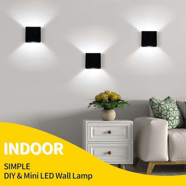 [RM]2-pack LED Wall Lamp Indoor Up and Down Wall Light Modern Wall Sconce Lighting Black 7W Aluminum Black white light