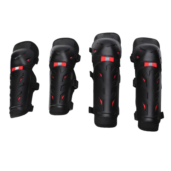 [RM] 4 pcs Knee & Elbow Pads with Luminous Function - Protective Set for Outdoor Cycling & Off-road - Red