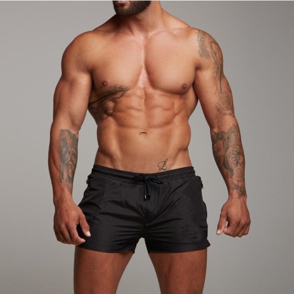 Baddräkt för män Sexiga badkläder Herr Simshorts Herrbyxor Strandshorts Black XL