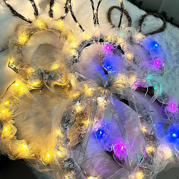 Påskhare Girlang Trä Led Rotting Vävd Tyg Mjukt Ljus Hängande Ornament golden M
