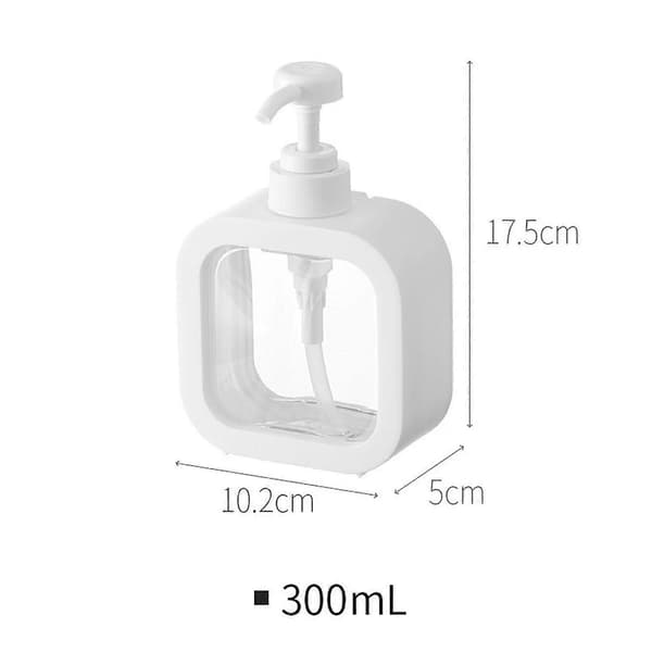 Tvåldispenser, påfyllningsbar kökstvåldispenser och badrumstvåldispenser, diskmedelsdispenser, 300 ml, 2 delar, 17,5*10,2*5 cm, vit, P