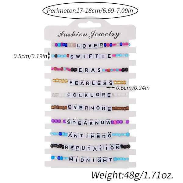 Taylor Swift fan färgglada polymer lera engelska namn armband set ZJ11314