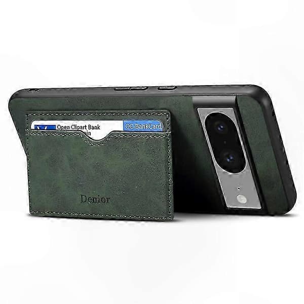 Retro læder TPU PC telefoncover med kortholder til Pixel 8 Green