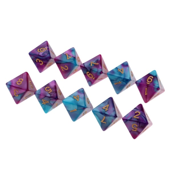 10st flersidiga polyedriska tärningar D8 tärningar för D u0026 D spelbord TRPG lila+blå