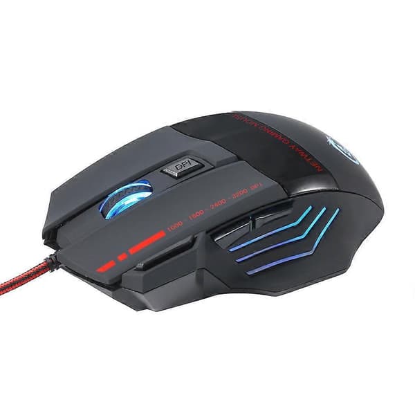 5500DPI 7 knapper LED USB Optisk Kablet Gaming Mus til Pro Gamer A907 Sort