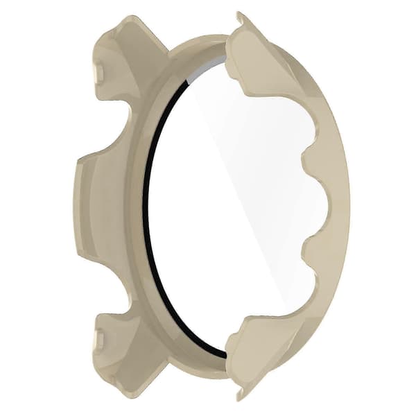 För Garmin Forerunner 955 Heltäckande Hårt PC-klockfodral med Skärmskydd i Härdat Glas Ivory White