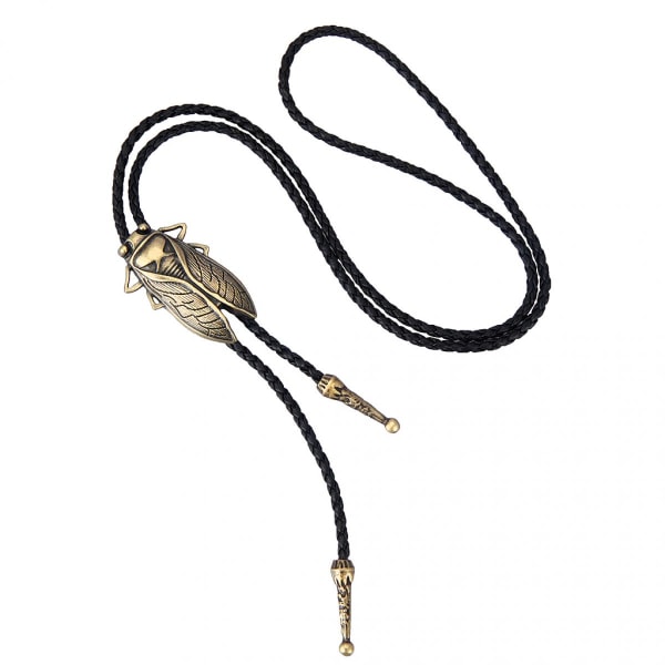 Vintage Western Herr Metall Cicada Hänge Läder Rodeo Bola Bolo Slips Halsband