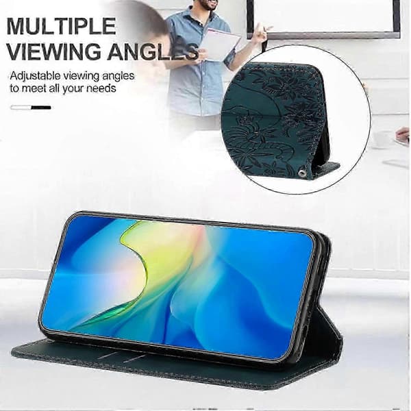 Telefonfodral i läder med elefantdesign och rem för A54 5G Style D