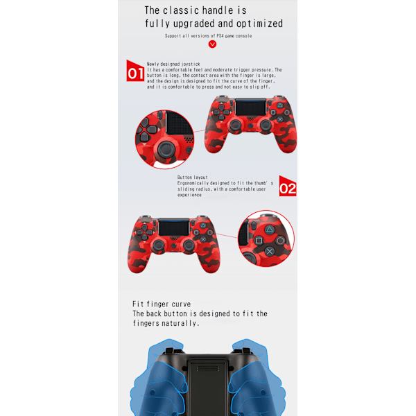 PS4-kontroller med berøringsskjerm og seks-akset vibrasjon PS4 har O