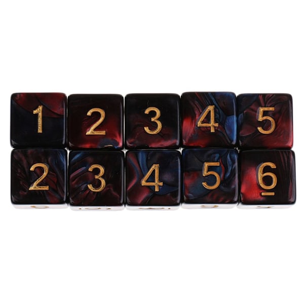 10 st 6-sidiga tärningar d6 polyedriska tärningar för dungeons and dragons bordsspel blå röd