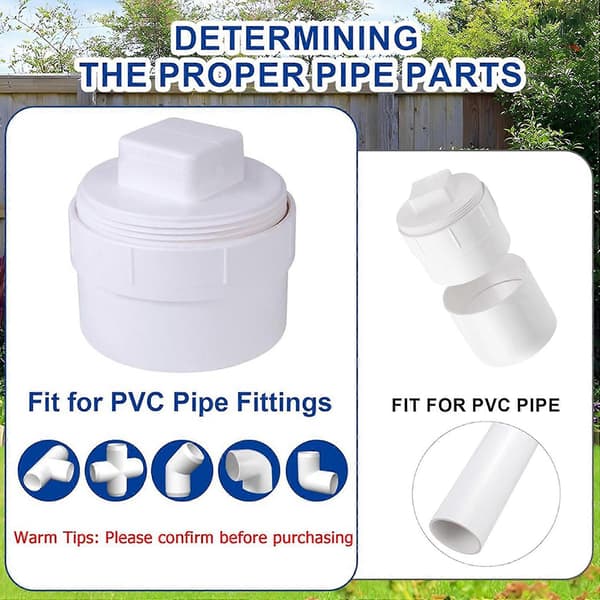 2 stk. 6 tommer PVC kloakrenseadapter med hætte, DWV skyllesystem til udendørs, have, forbedret drænrørsfitting White