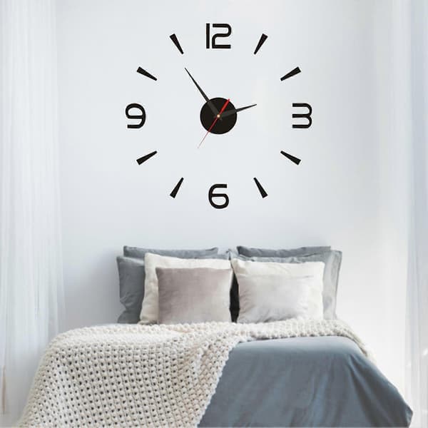 DIY Wall Clock 40cm Small Black Modern Simple European Style Silent Acrylic Frameless DIY 3D Wall Clock