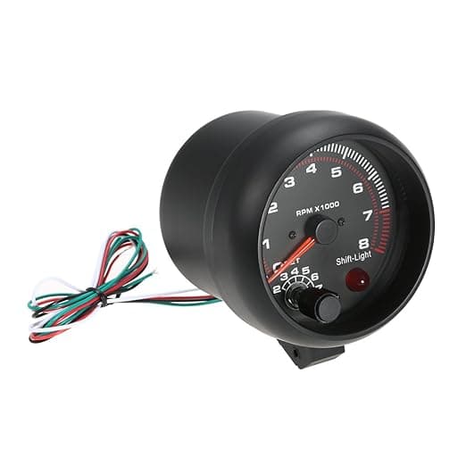 3,75\" Universal Black Car Tachometer with White Shift Light 0-8000 RPM