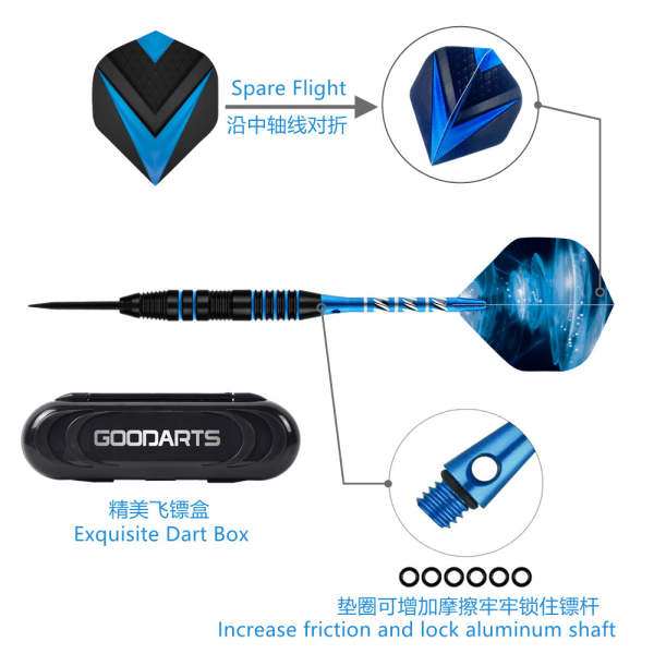Dartset med ask för födelsedagspresent blue