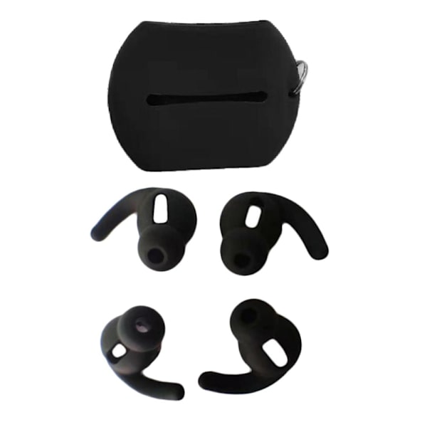 Silikon Hörlurstips + Öronproppar + Fodral För Airpods Svart