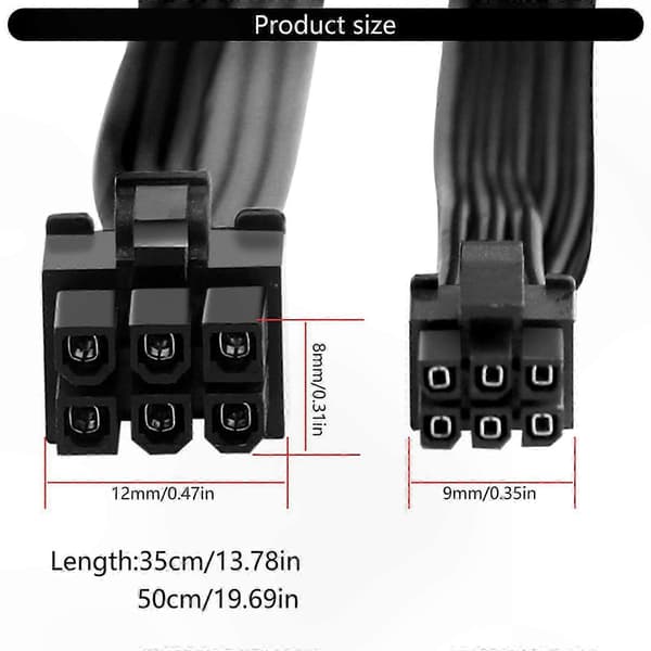 PCIe 6-ben til Mini 6-ben strømadapterkabel, forlængerkonverter til GPU-grafikkort, understøttelse af flere farver 35cm
