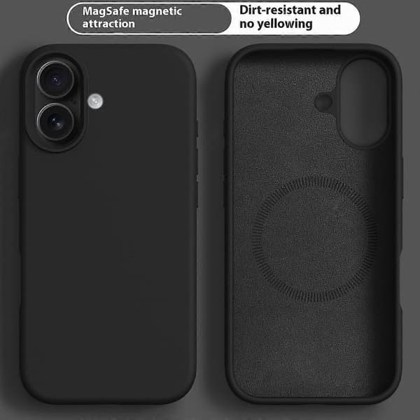 [RM] Til iPhone 17 Cover kompatibelt med MagSafe Flydende Silikone PC Telefoncover Black Black