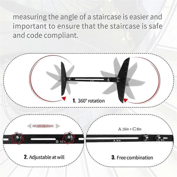 [RM] Stair Gauge Template Tool, Stair Measuring Ruler Set, Shelf Layout Tool for Stairs, Risers, Shelves