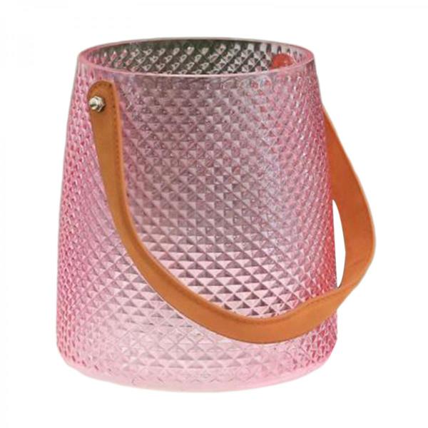Glasvas Väska Formad Blomma Bordsdekor Hydroponisk Växtkruka Rosa 13x11x15cm